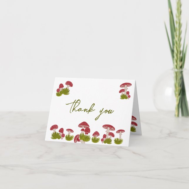 Goblincore Garden Baby Shower för flygsvamp Tack Kort (Framsida)