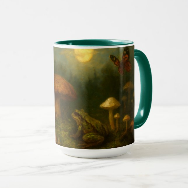 Goblincore Mushrooms, Snails & Frog In Moonlight Mugg (Framsida höger)