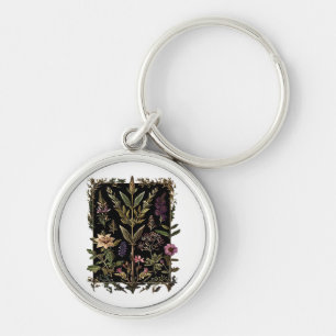 Goblincore Victorian Häxa Örter Klassisk Rund Silverfärgad Nyckelring