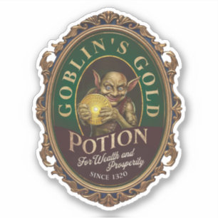 Goblin's Guld Potion Label Sticker Klistermärken