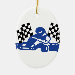 GoCart Tävla Flaggor Julgransprydnad Keramik