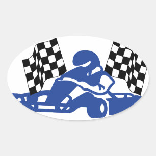 GoCart tävlaflaggor Ovalt Klistermärke