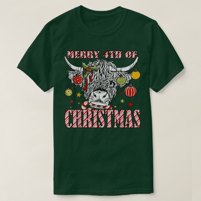 God 4:e julafton, Cow Candycane Julafton T Shirt (Design framsida)