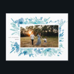 God Abstrakt blå Blommjulafton Helg Vykort<br><div class="desc">God abstrakt,  blå blommigt - helgdag</div>