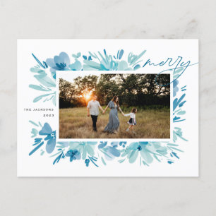 God Abstrakt blå Blommjulafton Helg Vykort