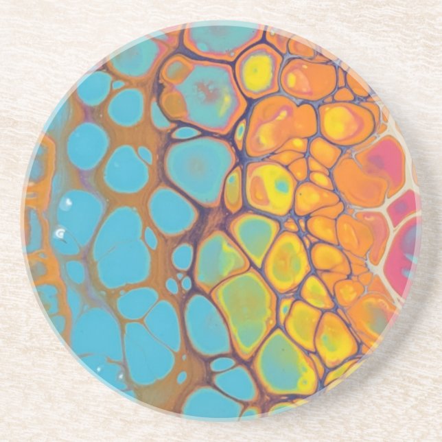 God Abstrakt Gult Orange Teal Bubly Underlägg (Framsidan)