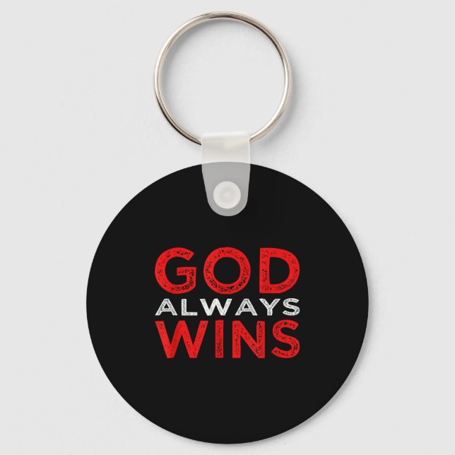 God Always Wins Religious  Nyckelring (Framsida)
