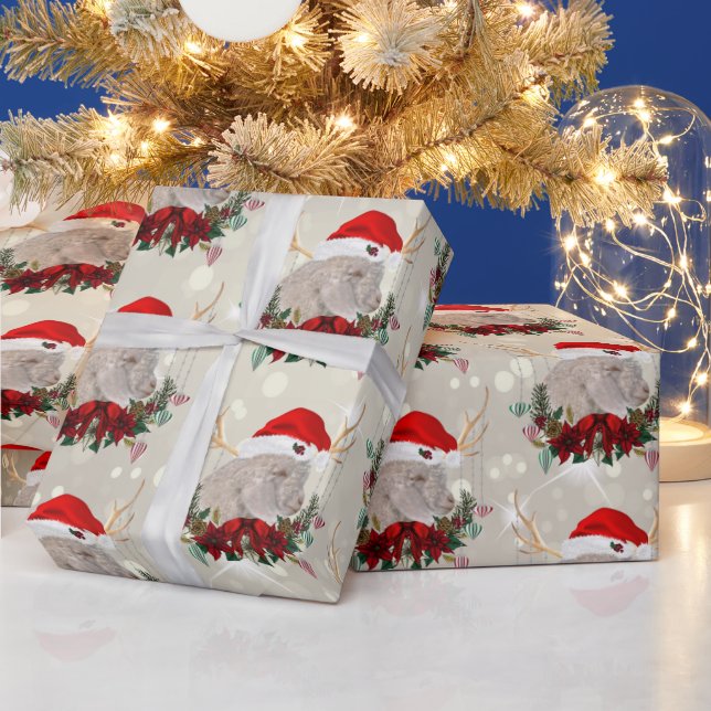 God Angora Kid Goat Poinsettia Wandeans Presentpapper (Helgdagar)