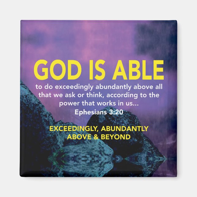 GOD ÄR ABLE Ephesian 3:20 inspirationskript Magnet (Framsidan)