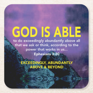 GOD ÄR ABLE Ephesian 3:20 inspirationskript Underlägg Papper Kvadrat