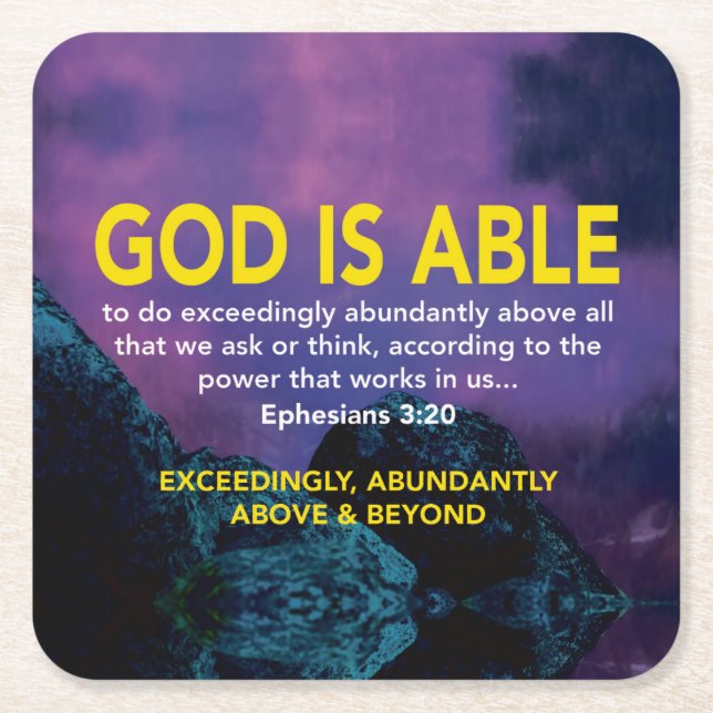 GOD ÄR ABLE Ephesian 3:20 inspirationskript Underlägg Papper Kvadrat (Framsidan)