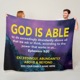 GOD ÄR ABLE Ephesian Christian Bible Family Namn Fleecefilt