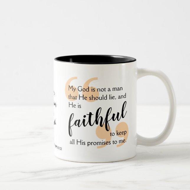 GOD ÄR FAITHFUL Positive Christian Affirmation Två-Tonad Mugg (Höger)