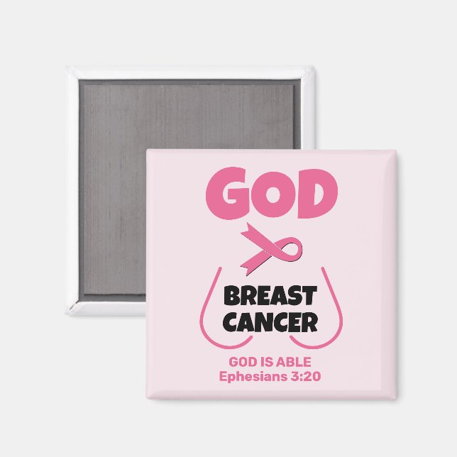 GOD ÄR STÖRRE ÄN BREAST CANCER Christian Magnet (Front/Back)