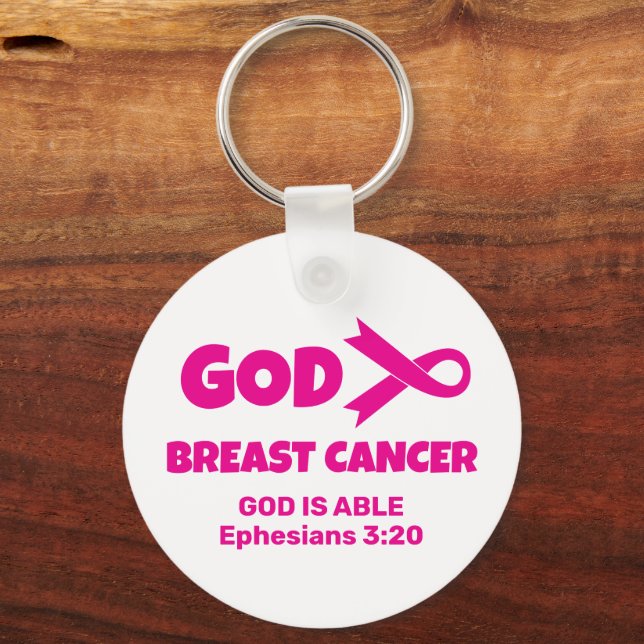 GOD ÄR STÖRRE ÄN BREAST CANCER Christian Nyckelring (Framsida)