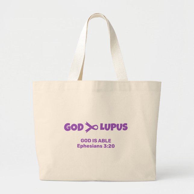 GOD ÄR STÖRRE ÄN LUPUS Ephesian 3v20 Jumbo Tygkasse (Framsidan)