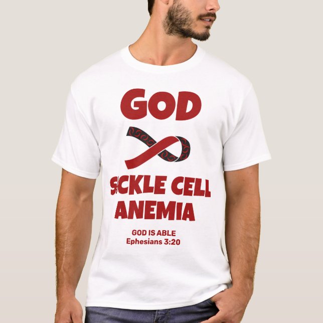 GOD ÄR STÖRRE ÄN SICKLE CELL ANEMIA Christian T Shirt (Framsida)