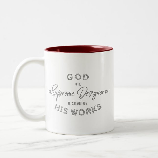 GOD är SUPREME DESIGNER Two-Tone Mugg 11 oz (Vänster)