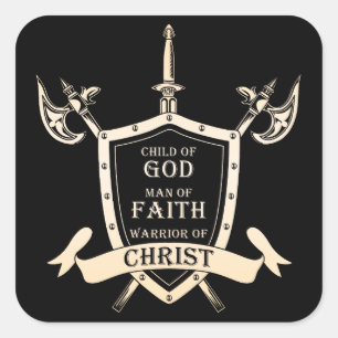 GOD-barn - Mans of FAITH - Warrior of CHRIST Fyrkantigt Klistermärke