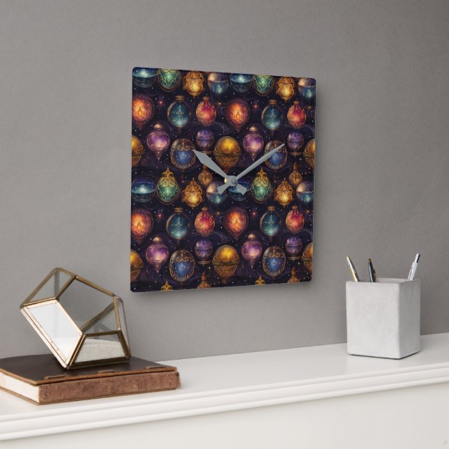 God Baubles Wall Clock Fyrkantig Klocka (Kontor)