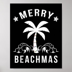 God Beachmas Handflatan Träd Beach-jul Poster