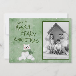 God Beary-Polarna Bear i Grönt Scarf Julkort