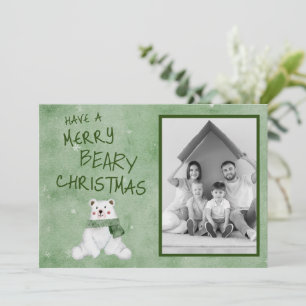 God Beary-Polarna Bear i Grönt Scarf Julkort