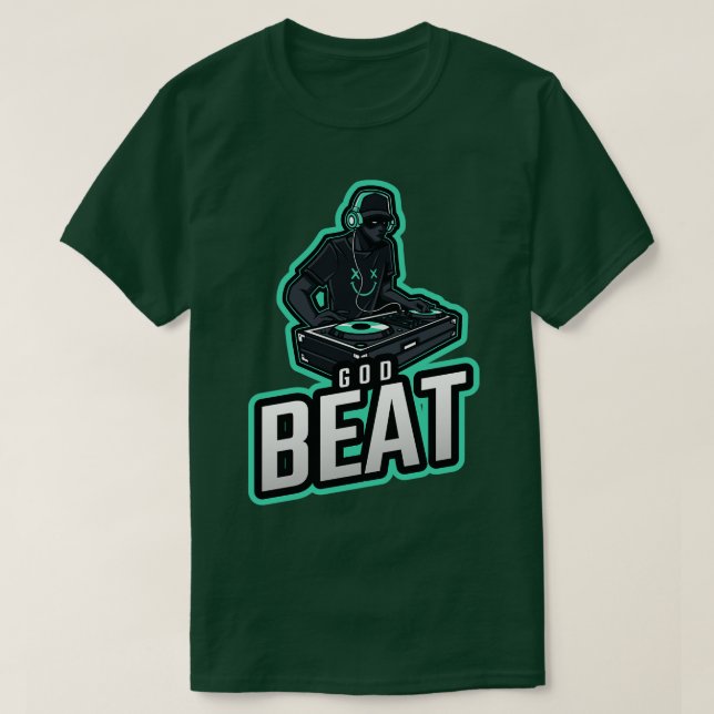 God Beat Electronic Techno Music T Shirt (Design framsida)