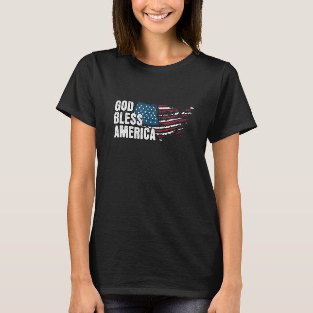 God Bless America - 4th Of July Independence Day T Shirt (Framsida)