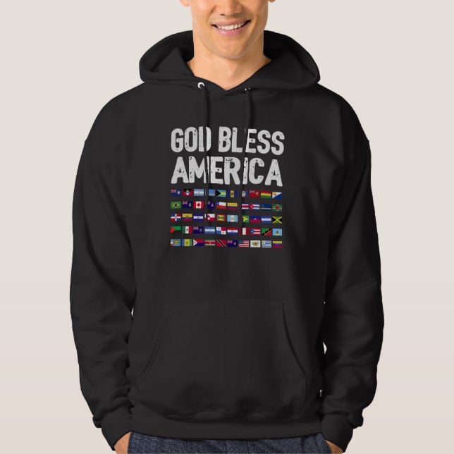 God Bless America All Countries Latino Pride I Hoodie (Framsida)