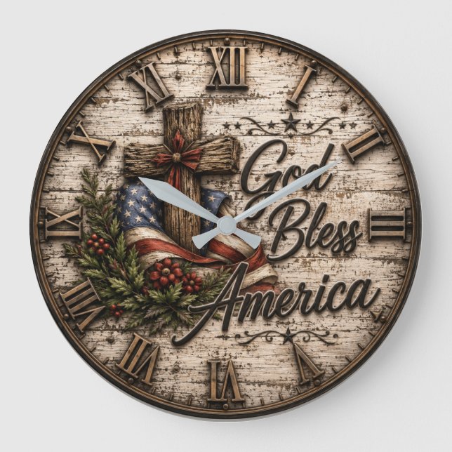 God Bless America Christian Stor Klocka (Framsida)
