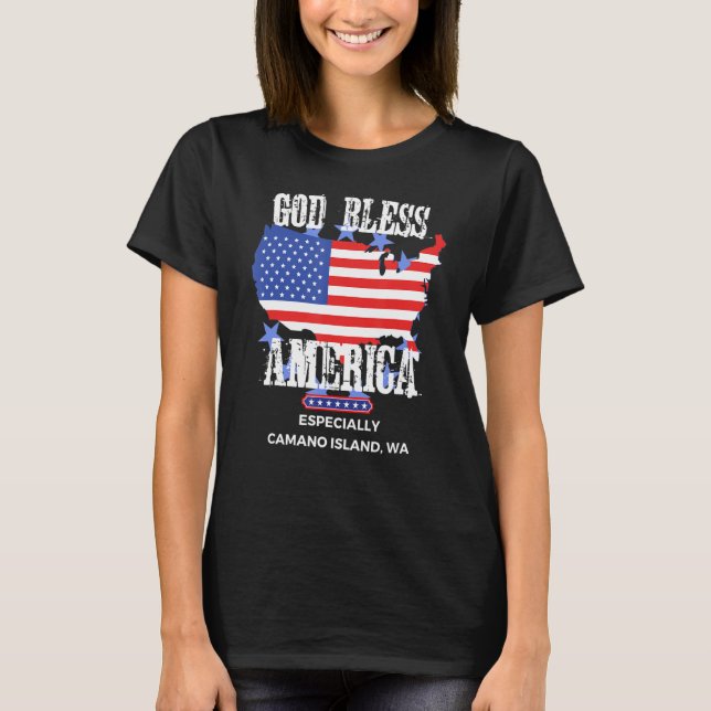 God Bless America Especially Camano Island WA US S T Shirt (Framsida)