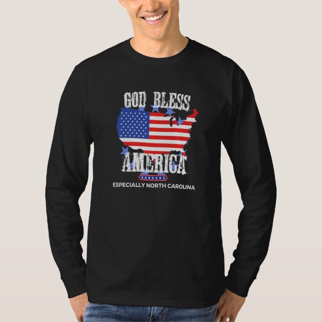 God Bless America Especially North-Carolina US Sta T Shirt (Framsida)