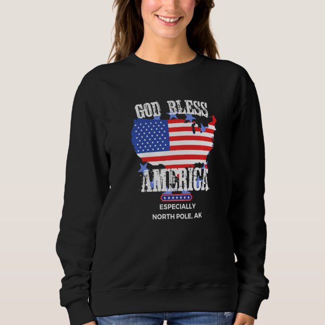 God Bless America Especially North Pole AK US Stat T Shirt (Framsida)