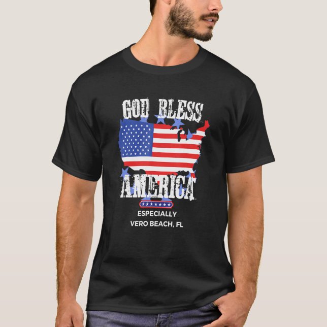 God Bless America Especially Vero Beach FL US Stat T Shirt (Framsida)