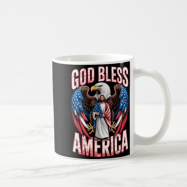 God Bless America Flag Jesus Christian Eagle Patri Kaffemugg (Höger)