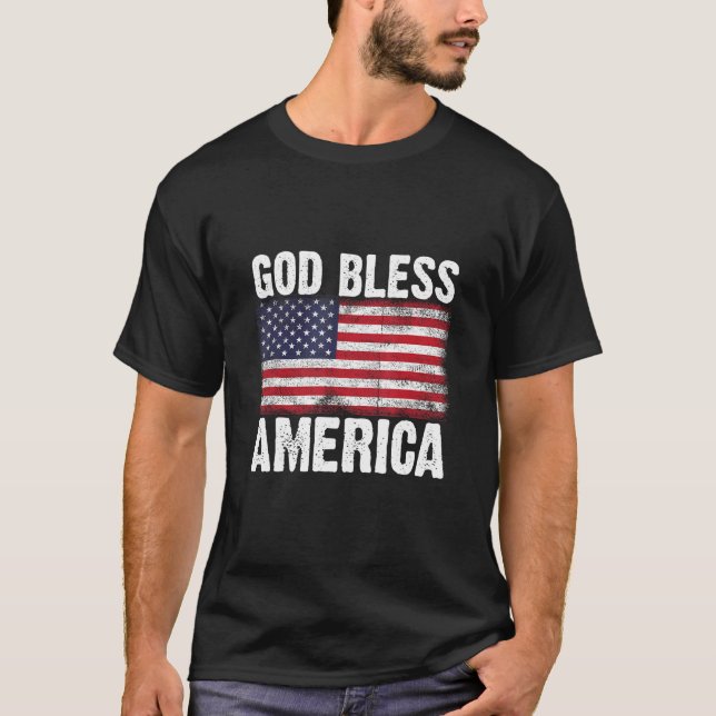 God bless america for patriotic 4th of July T Shirt (Framsida)