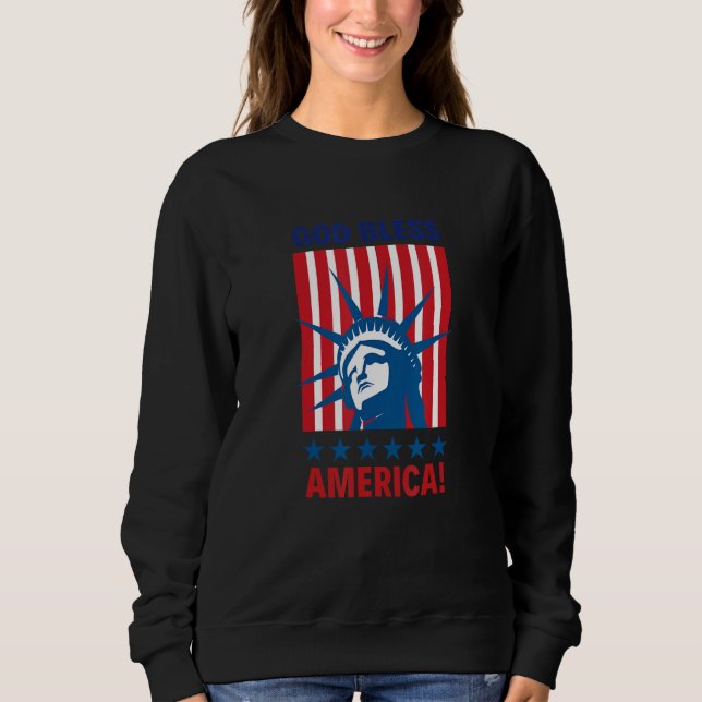 God Bless America Happy 4th of July Patriotic USA  T Shirt (Framsida)