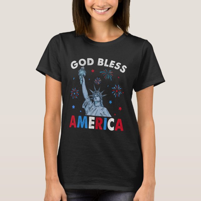 God Bless America July 4th Independence Day USA Me T Shirt (Framsida)