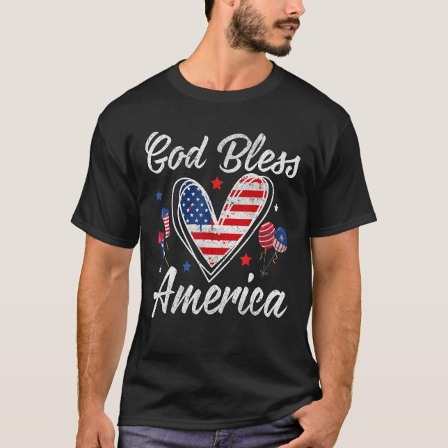 God bless America Patriotic Independence Day 4th O T Shirt (Framsida)