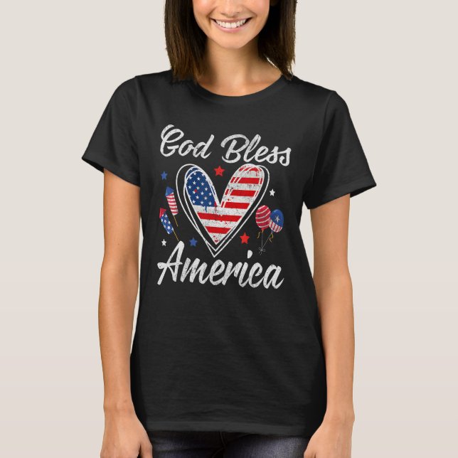 God bless America Patriotic Independence Day 4th O T Shirt (Framsida)
