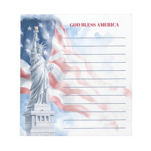 God Bless America Statue of Liberty Lined Anteckningsblock (Framsida)
