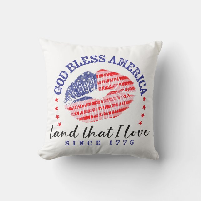 God Bless America - Throw Pillow Kudde (Framsida)