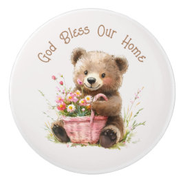 God Bless Our Home Cute Teddy Bear Knopp