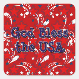 God Bless the USA Sticker Fyrkantigt Klistermärke