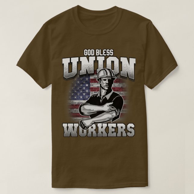 God Bless Union Workers tee USA flag  (Design framsida)