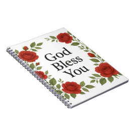 God Bless You Religious Rose Floral Cards Anteckningsbok