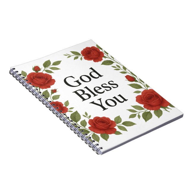 God Bless You Religious Rose Floral Cards Anteckningsbok (Högra Sidan)