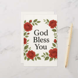 God Bless You Religious Rose Floral Cards Brevpapper