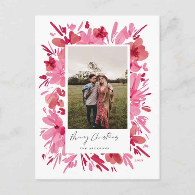 God blommigt, abstrakt, juldesign helgdag helg vykort (Framsida)